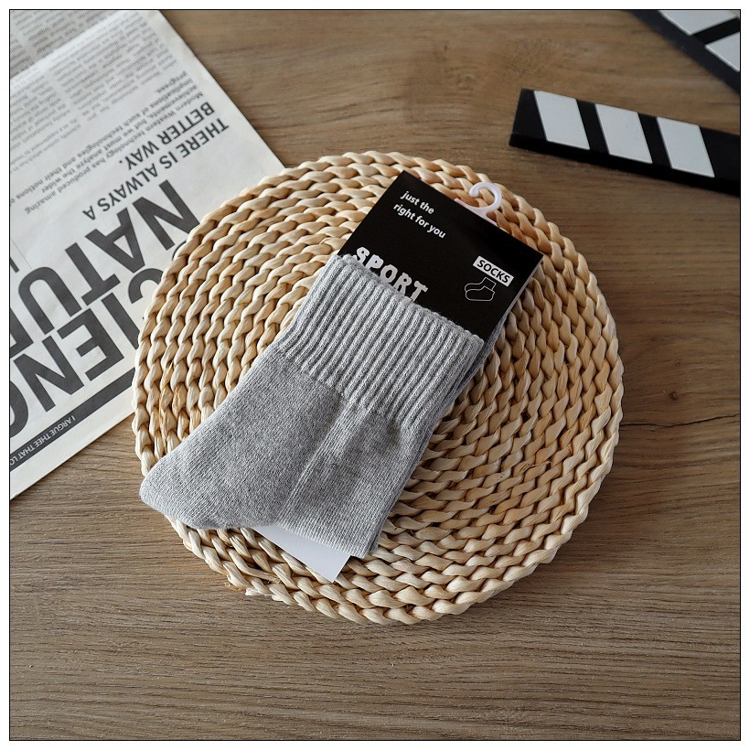 sock灰色-休閑運動襪子毛巾底加厚中筒襪男襪毛圈襪秋冬季襪